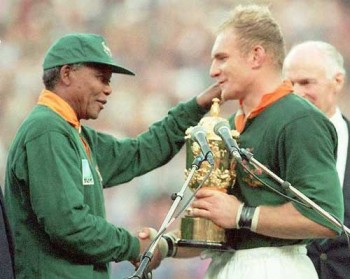 Cu Francois Pienaar în triiumful din 1995 de la Cupa Mondială de Rugby