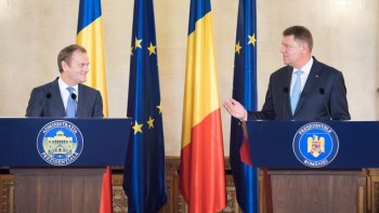 Klaus Iohannis şi preşedintele Consiliului European, Donald Tusk