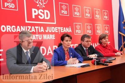 Octavian Petric, Aurelia Cristea, Mircea Govor si Aurelia Fedorca la conferinta de presa de la sediul PSD