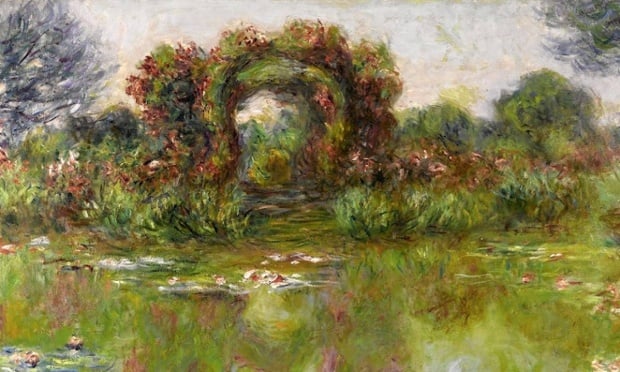 "Bassin aux nymphéas, les rosiers"