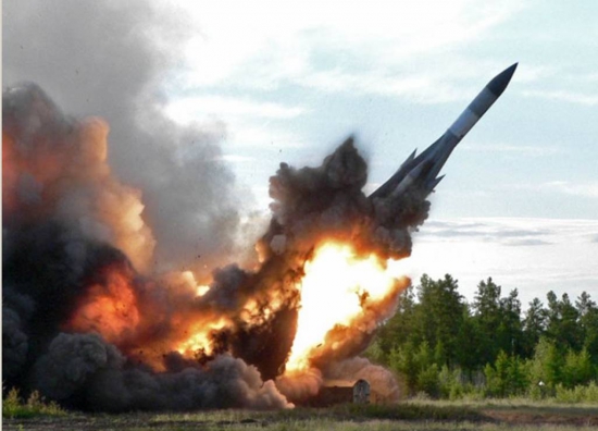 racheta balistica ruseasca in timpul unui test