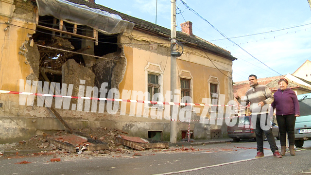 Peretele unei case de pe strada Mihail Kogalniceanu s-a prabusit partial