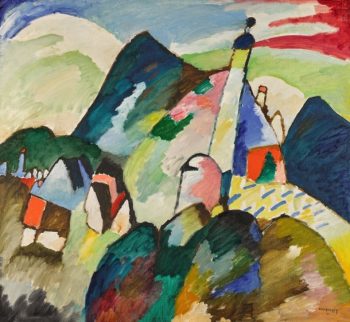 A noua cea mai scumpă operă de artă: Wassily Kandinsky, „Murnau with Church II”, 1910, ulei pe pânză, 96 x 105,5 centimetri: preț de ciocan 39,8 milioane de dolari (estimare 44,5 milioane) pe 1 martie la Sotheby's din Londra