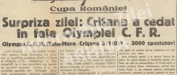 Acum 90 de ani în Cupa României: Olympia CFR Satu Mare învingea Crișana într-un meci de legendă