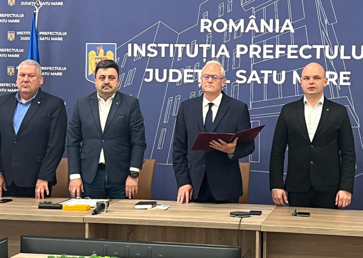 Depunerea jurământului de către noul prefect al județului Satu Mare, Ioan Tibil, într-o ceremonie online