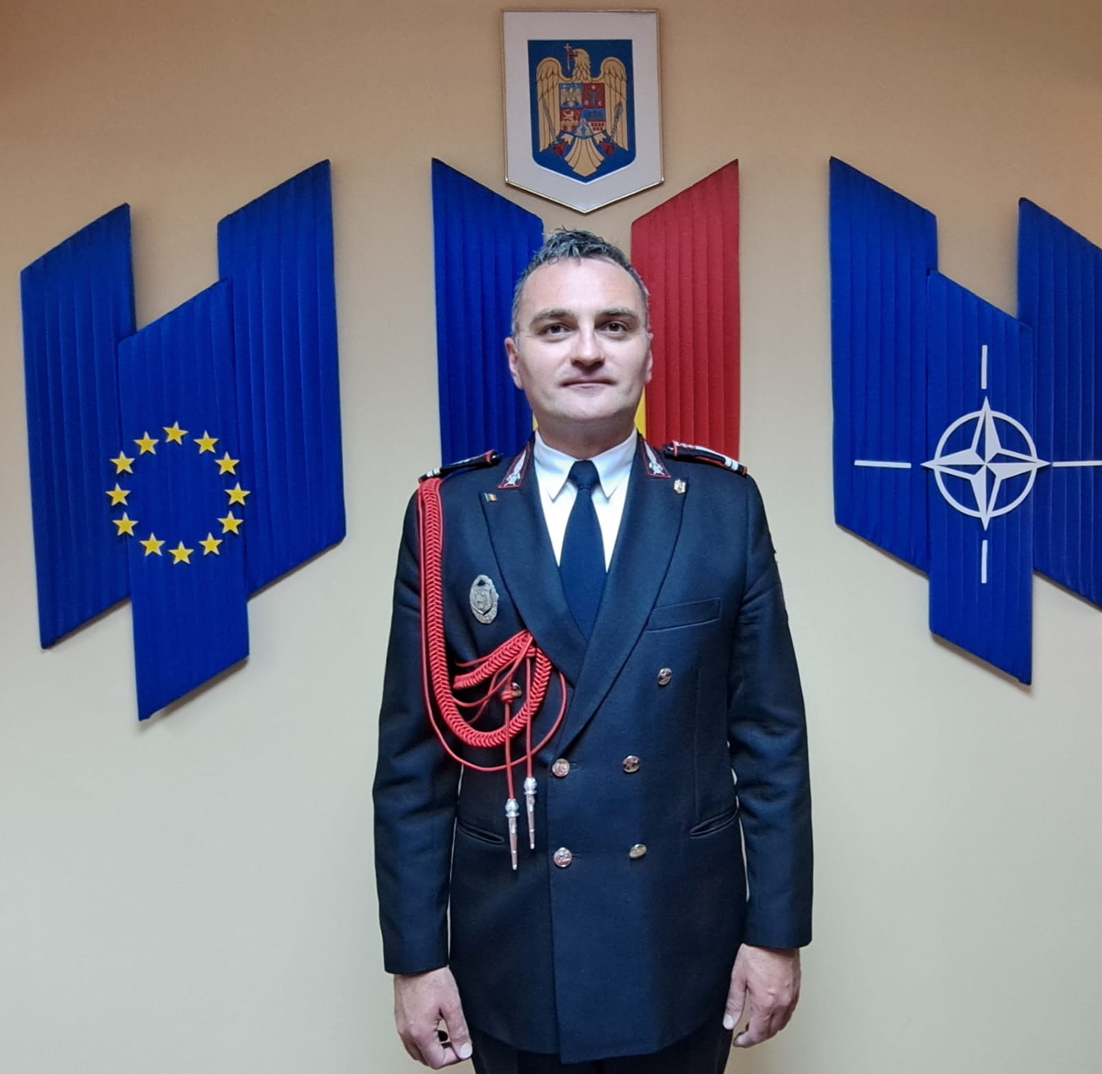 Lt. Col. Sergiu Buzduga,  instalat inspector șef al ISU  Satu Mare în ziua în care  a împlinit 40 de ani