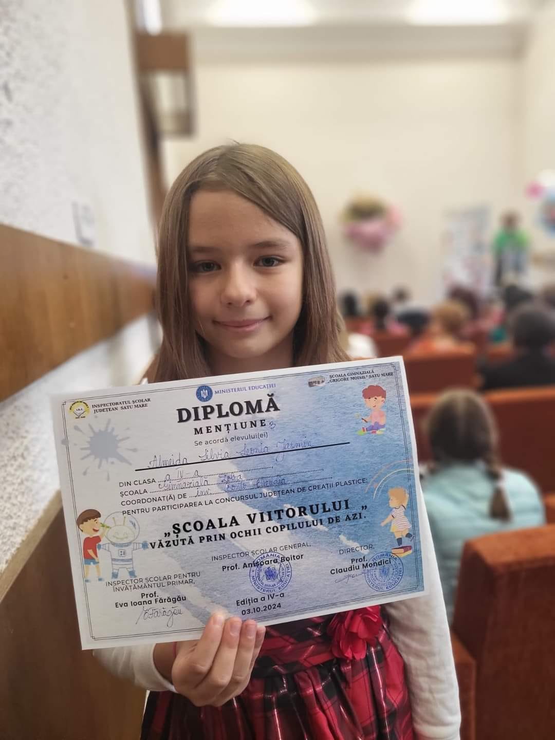 Școala Gimnazială Doba se mândrește cu Leonia Yasmin Almeida Silvia, premiată la concursul județean de creații plastice